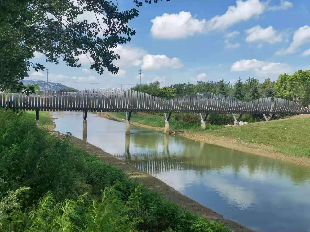 煙臺(tái)橋梁景觀工程八角河公園破繭橋施工中，敬請(qǐng)期待！—煙臺(tái)旭升鋼構(gòu)